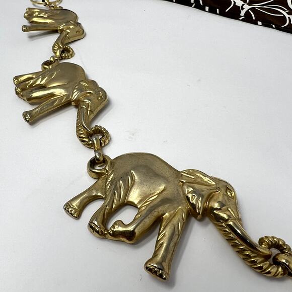 Gold Tone Elephant Chain Belt Link Boho Women VTG accessories Safari Retro - Picture 2 of 9